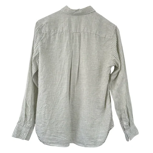 Uniqlo Linen Gingham Shirt Women’s Size Small Picnic Cottagecore Spring Green - Picture 6 of 12